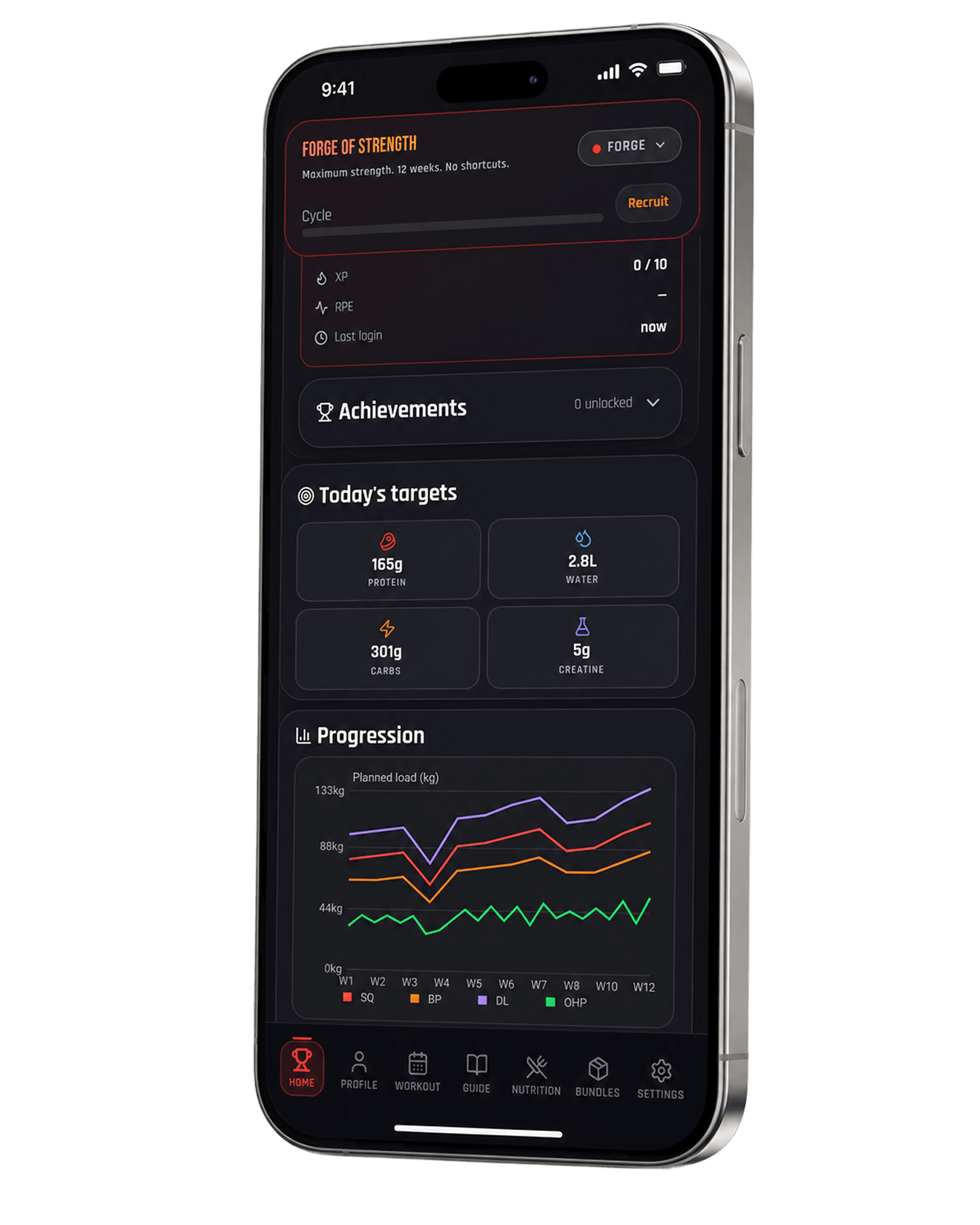 Workout plan screen